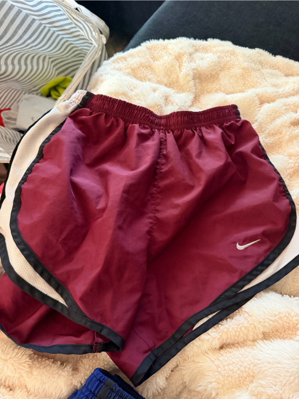 Nike Maroon Women’s Athletic Shorts with Black Trim - Picture 1 of 1